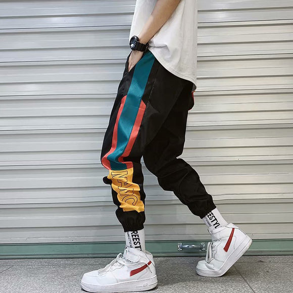 Hip Hop Streetwear Men's Splice Joggers Pants Fashion Men Casual Cargo Pant Trousers High Street Elastic Waist Harem Pant Men