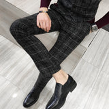 2019 Men's Plaid Trousers Black Navy Blue Yellow S M L XL 2XL 3XL 4XL 5XL Man suit pants Business Casual pant 2019