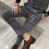 2019 Men's Plaid Trousers Black Navy Blue Yellow S M L XL 2XL 3XL 4XL 5XL Man suit pants Business Casual pant 2019