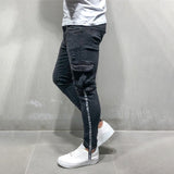 Skinny Jeans Men Multi-pocket zipper Slim Cargo  trousers for Men Motorcycle Hip hop Streetwear Swag Denim Pants