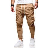 New Style Men's Tool Pants pocket Battle Tether Pants Elastic Waist Casual Work Beam Foot Movement Jogging Pants