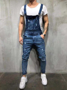 2019 HOT New Style Men's Ripped Jeans Jumpsuits Hi Street Distressed Denim Bib Overalls For Man Suspender Pants