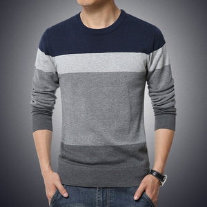 Men's Knitted Sweater Autumn Winter Casual O-Neck Striped Slim Knittwear Mens Sweaters Pullovers Jumper Pull Homme Clothes