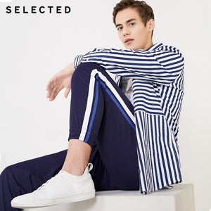 SELECTED New Men's Trendy Stripe Stitching Pants Straight Tapered Casual Trousers S | 419114514