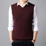 Cardigan vest spring men's fashion V-neck sleeveless knit sweater vest s large size S-XXXL men's boutique casual sweater vest