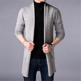 Sweater Coats Men New Fashion 2019 Autumn Men's Slim Long Solid Color Knitted Jacket Fashion Men's Casual Sweater Cardigan Coats