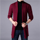 Sweater Coats Men New Fashion 2019 Autumn Men's Slim Long Solid Color Knitted Jacket Fashion Men's Casual Sweater Cardigan Coats