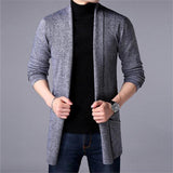 Sweater Coats Men New Fashion 2019 Autumn Men's Slim Long Solid Color Knitted Jacket Fashion Men's Casual Sweater Cardigan Coats