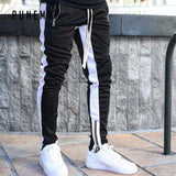 PUNEMY 2019 Fashion Side Stripe Letter Printing Hop Men's Trousers Pants Lace Up Joggers Pants Loose Streetwear Men Sweatpants