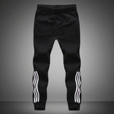 New Men Joggers Pants Striped Autumn Winter Warm Fleece Mens Casual Solid Sweatpants Fitness Bodybuilding Gyms Straight Trousers