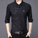 Spring and autumn 2019 Men's New Thin Long Sleeve Shirt For Men Korean Trend male casual shirt business printed black white