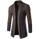 Autumn Men's Long Sleeve Cardigan Teen Fashion Casual Knit Khaki with Grey Sweaters S M L XL XXL