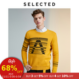 SELECTED Men's Autumn & Winter Pullovers Contrasting Stripe Sweater Letter Print Knit S | 419424501