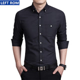 Pure Color Men's Long Sleeve Shirts Large Size S M L XL 4XL 5XL Navy Blue Black Blue Red Fashion Business Man Shirt Slim Elegant