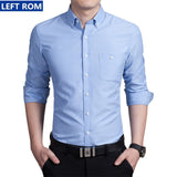 Pure Color Men's Long Sleeve Shirts Large Size S M L XL 4XL 5XL Navy Blue Black Blue Red Fashion Business Man Shirt Slim Elegant