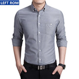 Pure Color Men's Long Sleeve Shirts Large Size S M L XL 4XL 5XL Navy Blue Black Blue Red Fashion Business Man Shirt Slim Elegant