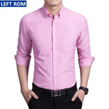 Pure Color Men's Long Sleeve Shirts Large Size S M L XL 4XL 5XL Navy Blue Black Blue Red Fashion Business Man Shirt Slim Elegant