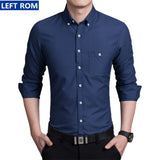 Pure Color Men's Long Sleeve Shirts Large Size S M L XL 4XL 5XL Navy Blue Black Blue Red Fashion Business Man Shirt Slim Elegant
